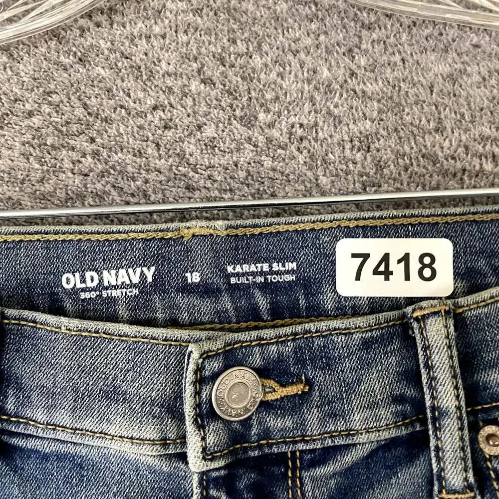 Old Navy Boys Size 18 Blue Stretch Denim Karate Slim Straight Leg Jeans